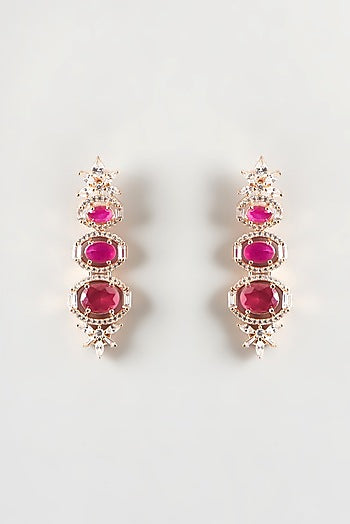 Rose Gold Finish Zircon & Ruby Necklace Set