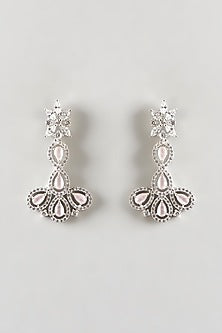 White Finish Zircon & Pink Stone Choker Necklace Set