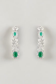 White Finish Zircon & Emerald Choker Necklace Set