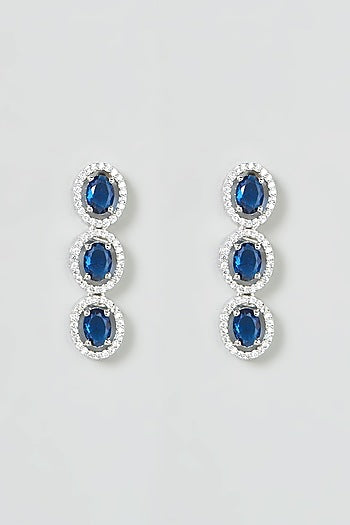 White Finish Blue Stones & Zircon Necklace Set