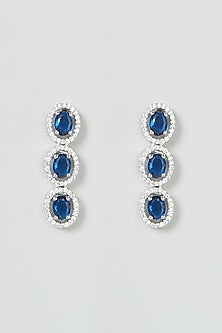 White Finish Blue Stones & Zircon Necklace Set