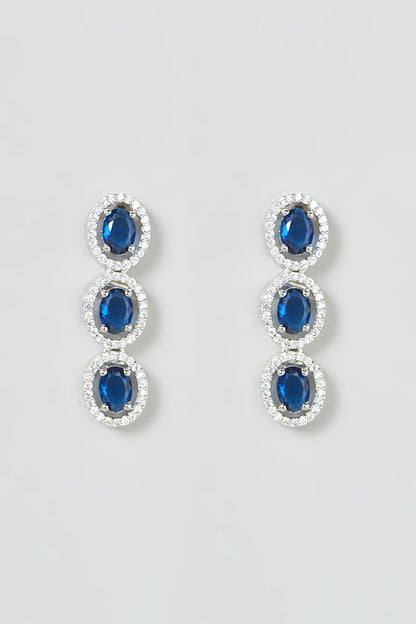 White Finish Blue Stones & Zircon Necklace Set