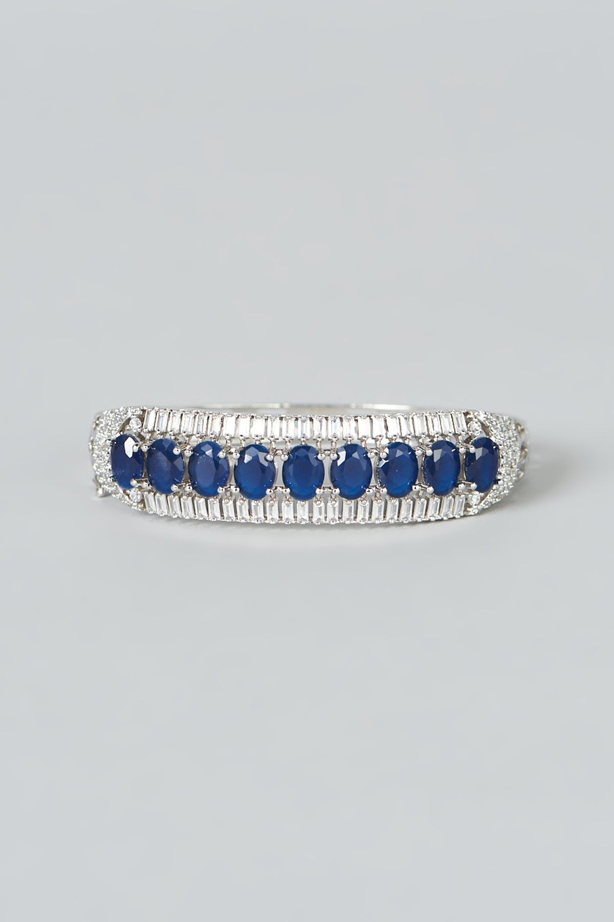 White Finish Blue Synthetic Stone & Zircon Bracelet
