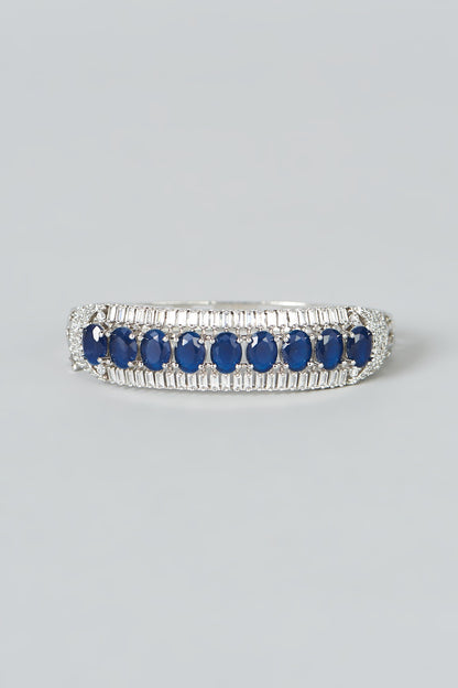 White Finish Blue Synthetic Stone & Zircon Bracelet