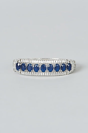 White Finish Blue Synthetic Stone & Zircon Bracelet
