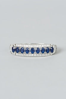 White Finish Blue Synthetic Stone & Zircon Bracelet
