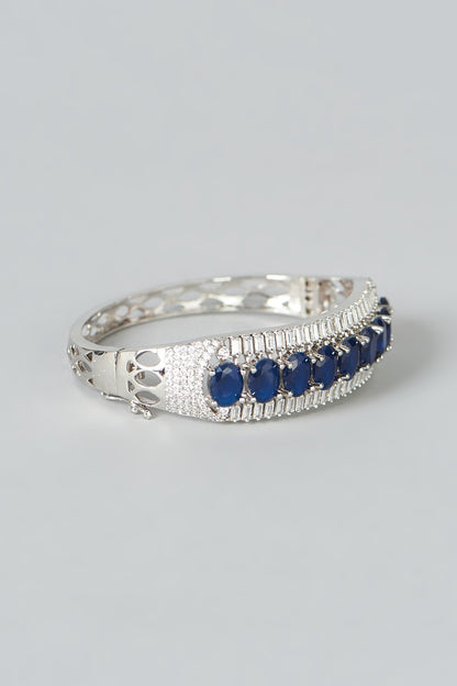 White Finish Blue Synthetic Stone & Zircon Bracelet