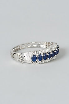White Finish Blue Synthetic Stone & Zircon Bracelet