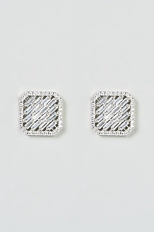White Finish Zircon Stud Earrings