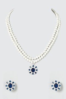 White Finish Stone Motifs & Zircon Necklace Set