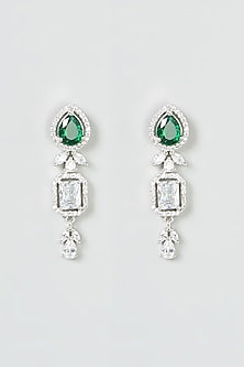 White Finish Green Stone & Zircon Necklace Set