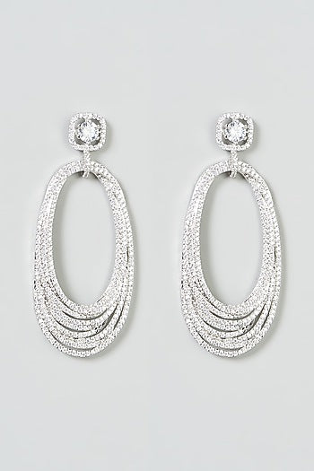 White Finish Zircon Dangler Earrings