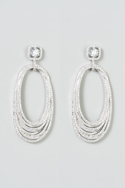 White Finish Zircon Dangler Earrings