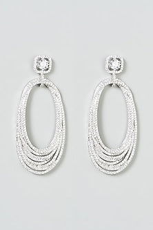 White Finish Zircon Dangler Earrings