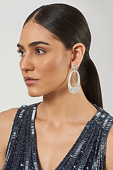 White Finish Zircon Dangler Earrings