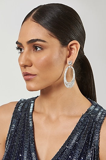 White Finish Zircon Dangler Earrings