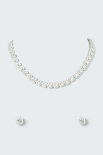 White Finish Zircon Necklace Set
