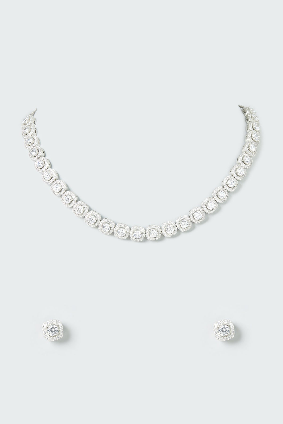 White Finish Zircon Necklace Set