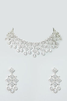 White Finish Zircon Necklace Set