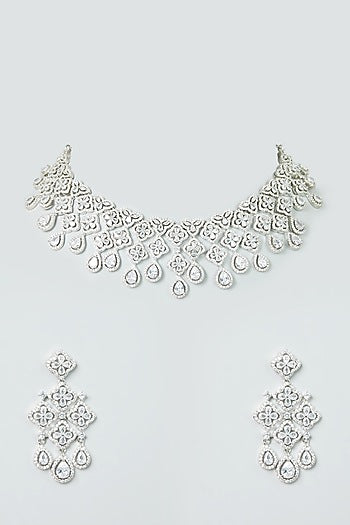 White Finish Zircon Necklace Set
