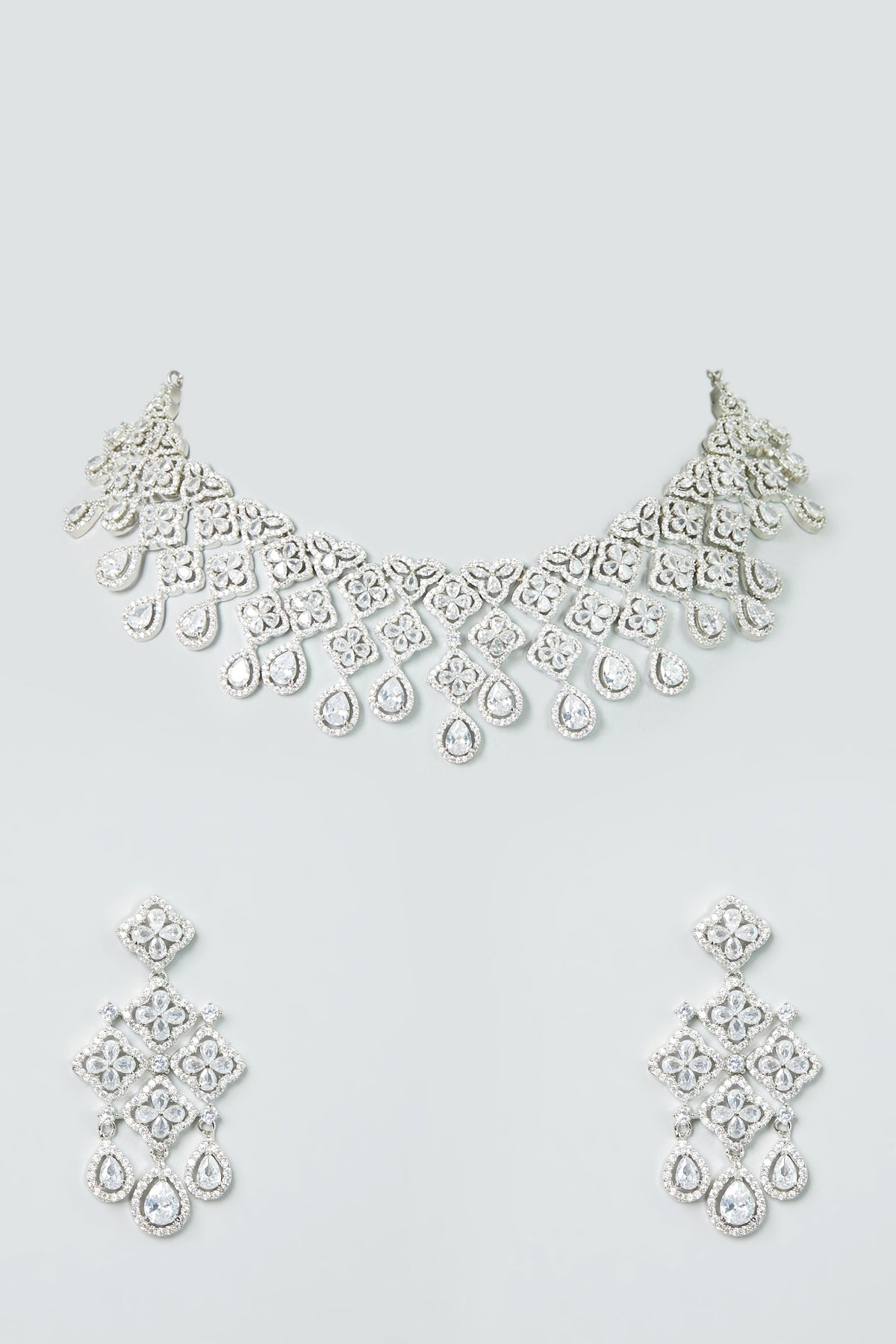 White Finish Zircon Necklace Set