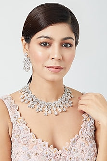 White Finish Zircon Necklace Set