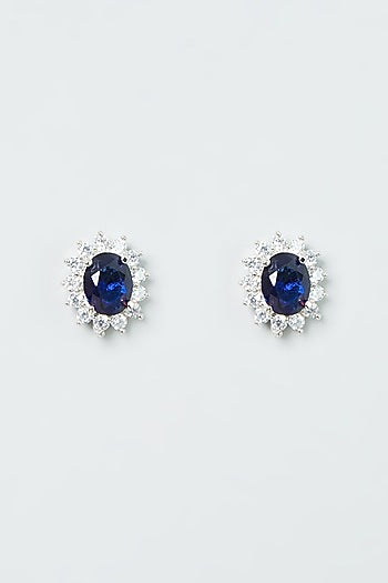 White Finish Sapphire Zircon Pendant Necklace Set
