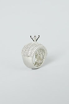 White Finish Zircon Ring