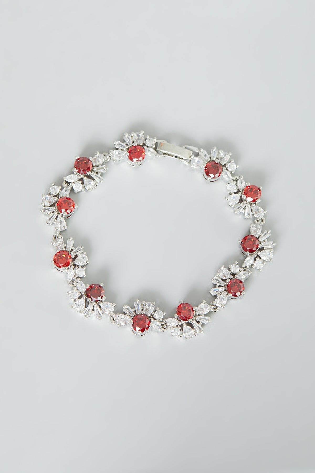 White Finish Ruby Synthetic Stone & Zircon Bracelet