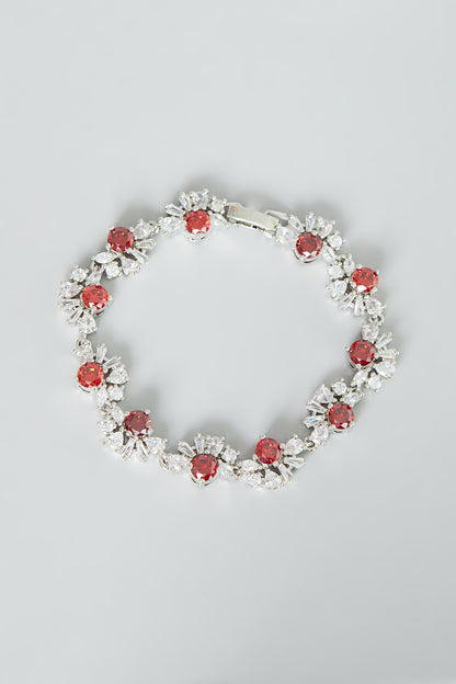 White Finish Ruby Synthetic Stone & Zircon Bracelet