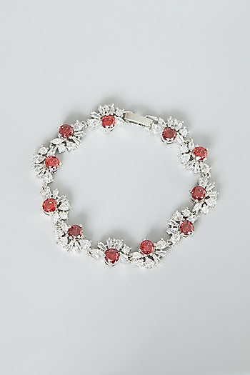 White Finish Ruby Synthetic Stone & Zircon Bracelet