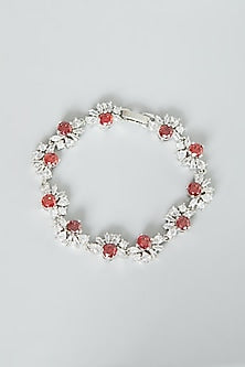 White Finish Ruby Synthetic Stone & Zircon Bracelet