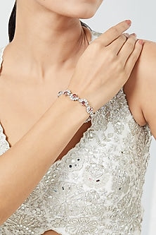 White Finish Ruby Synthetic Stone & Zircon Bracelet