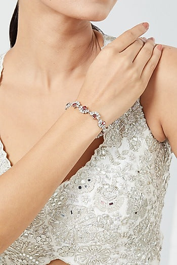 White Finish Ruby Synthetic Stone & Zircon Bracelet