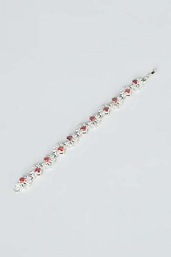 White Finish Ruby Synthetic Stone & Zircon Bracelet