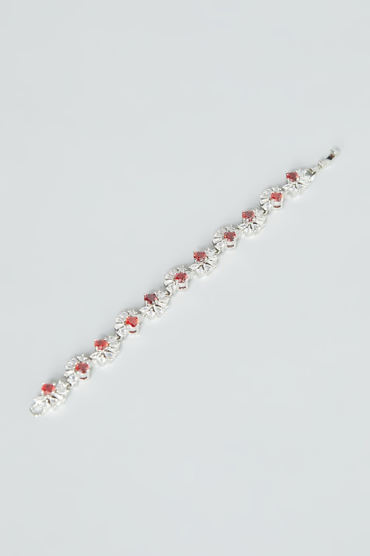 White Finish Ruby Synthetic Stone & Zircon Bracelet