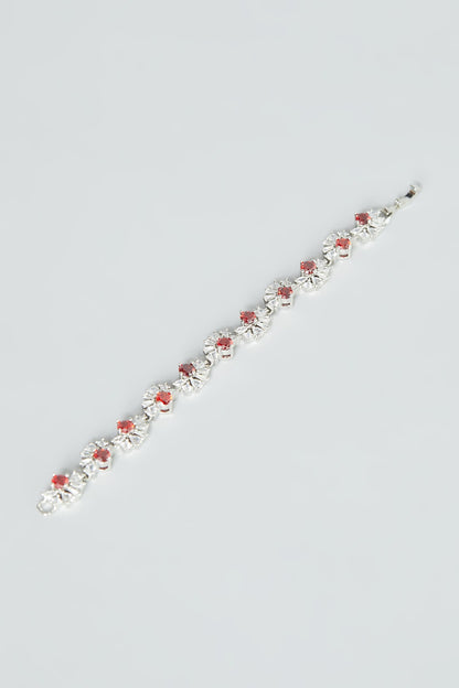 White Finish Ruby Synthetic Stone & Zircon Bracelet
