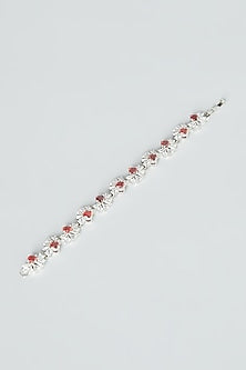 White Finish Ruby Synthetic Stone & Zircon Bracelet