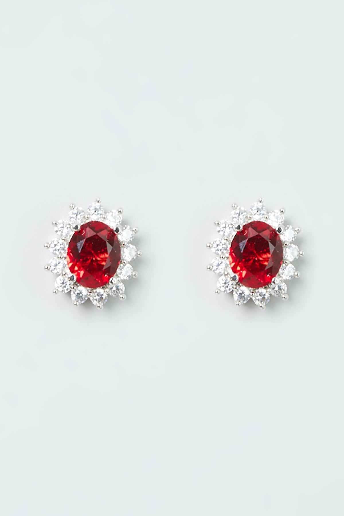 White Finish Ruby Synthetic Stones & Zircon Necklace Set