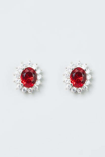 White Finish Ruby Synthetic Stones & Zircon Necklace Set