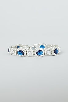 White Finish Sapphire Synthetic Stone & Zircon Bracelet