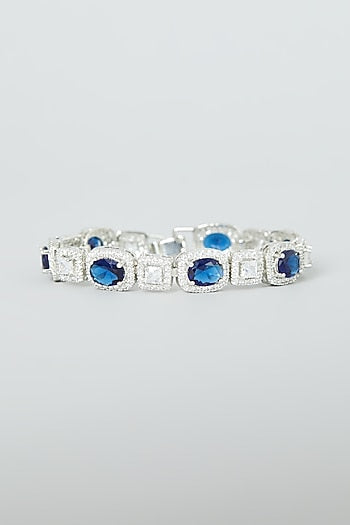 White Finish Sapphire Synthetic Stone & Zircon Bracelet