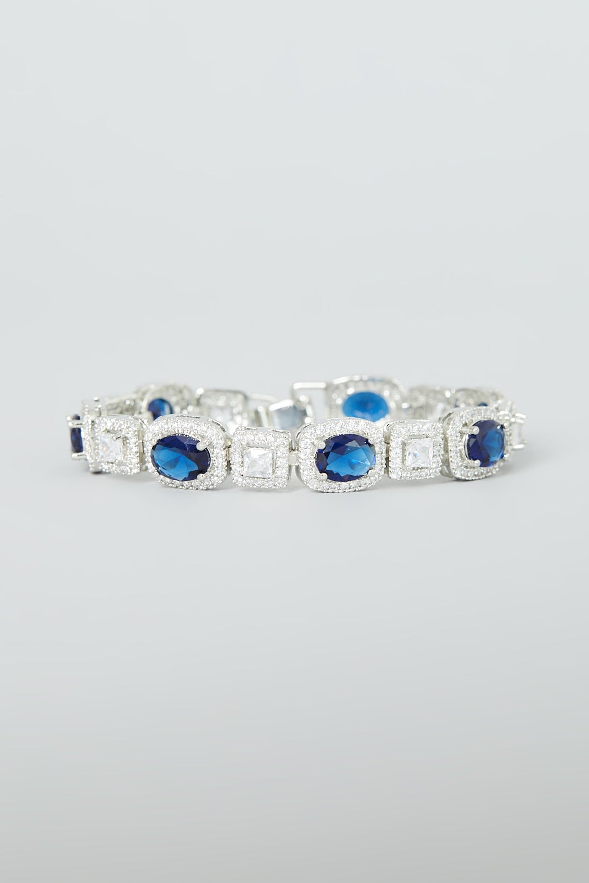 White Finish Sapphire Synthetic Stone & Zircon Bracelet