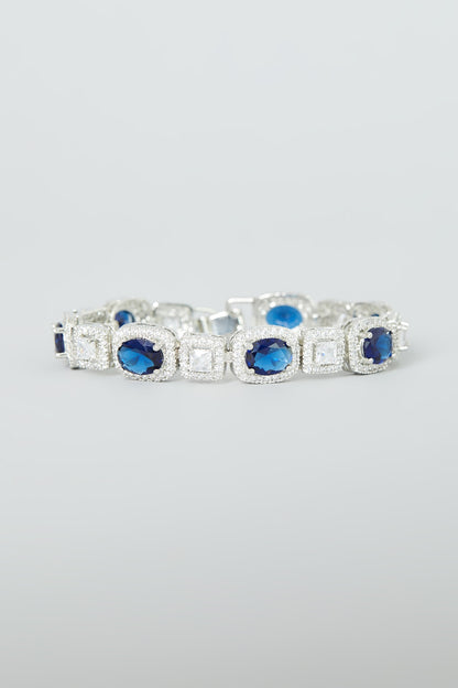 White Finish Sapphire Synthetic Stone & Zircon Bracelet