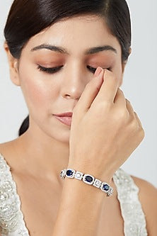 White Finish Sapphire Synthetic Stone & Zircon Bracelet
