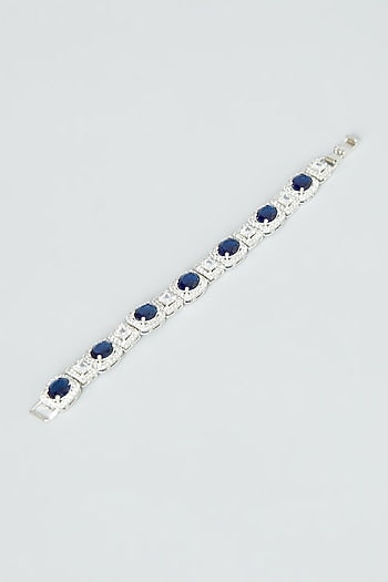 White Finish Sapphire Synthetic Stone & Zircon Bracelet