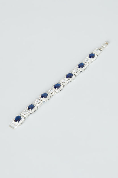 White Finish Sapphire Synthetic Stone & Zircon Bracelet
