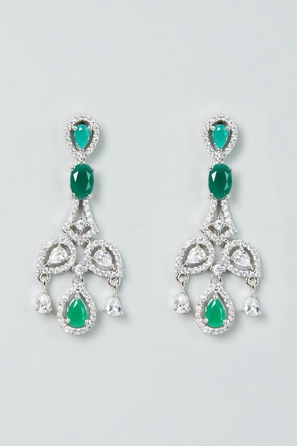 White Finish Emerald Synthetic Stones Necklace Set