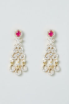 Gold Finish White & Ruby Synthetic Stone Necklace Set