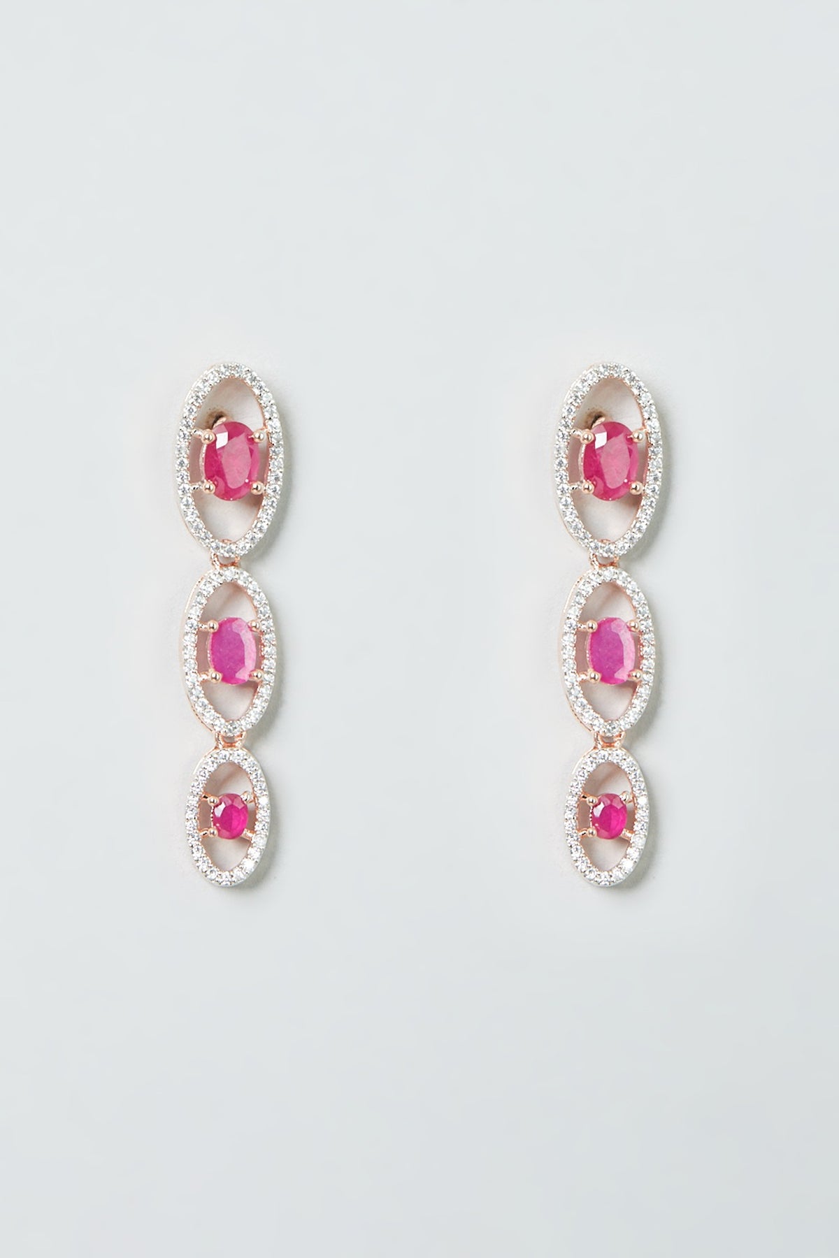White Finish Ruby Synethic Stone & Zircon Necklace Set